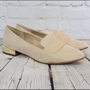 Aldo Nude/Cream Loafers With Gold Heels